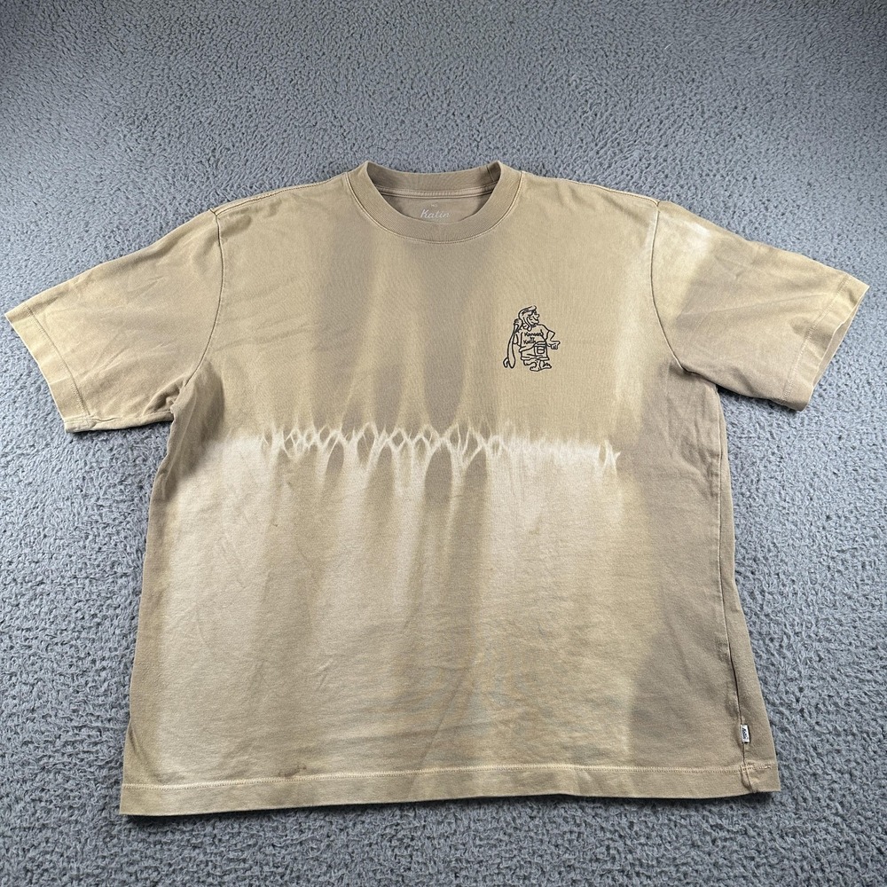 Katin Shirt Mens M Beige Organic Cotton Kanvas Back Graphic Surf Tee Relaxed